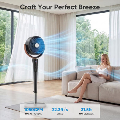 Bedroom Pedestal Fan, 5 Mode Quiet 20dB DC Air Circulator