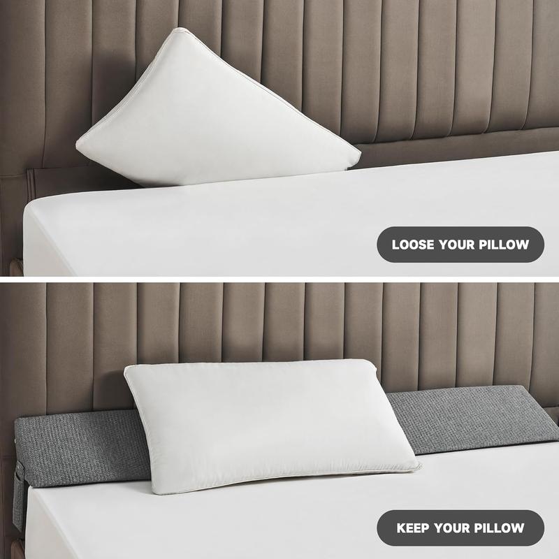 Bed Gap Filler Wedge Pillow for Headboard Gap, High-Density Memory Foam with Breathable CoverBed, Mattress Gap Filler(0-8\"), Bed Wedge for Gap Between Your Headboard and Mattress Dark Grey, Anti-Slip Design Prevents Pillow From Falling Off