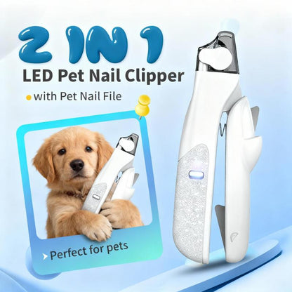 2 IN 1 Pet Nail Clipper, with LED Light for safety