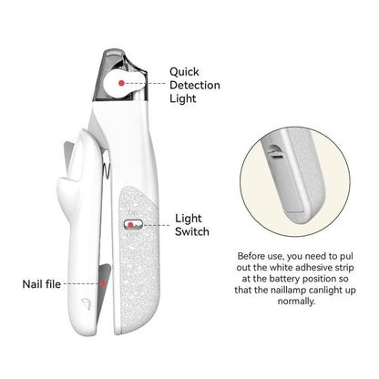 2 IN 1 Pet Nail Clipper, with LED Light for safety