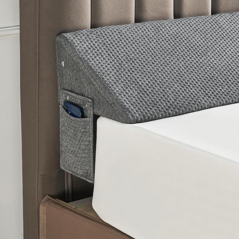 Bed Gap Filler Wedge Pillow for Headboard Gap, High-Density Memory Foam with Breathable CoverBed, Mattress Gap Filler(0-8\"), Bed Wedge for Gap Between Your Headboard and Mattress Dark Grey, Anti-Slip Design Prevents Pillow From Falling Off