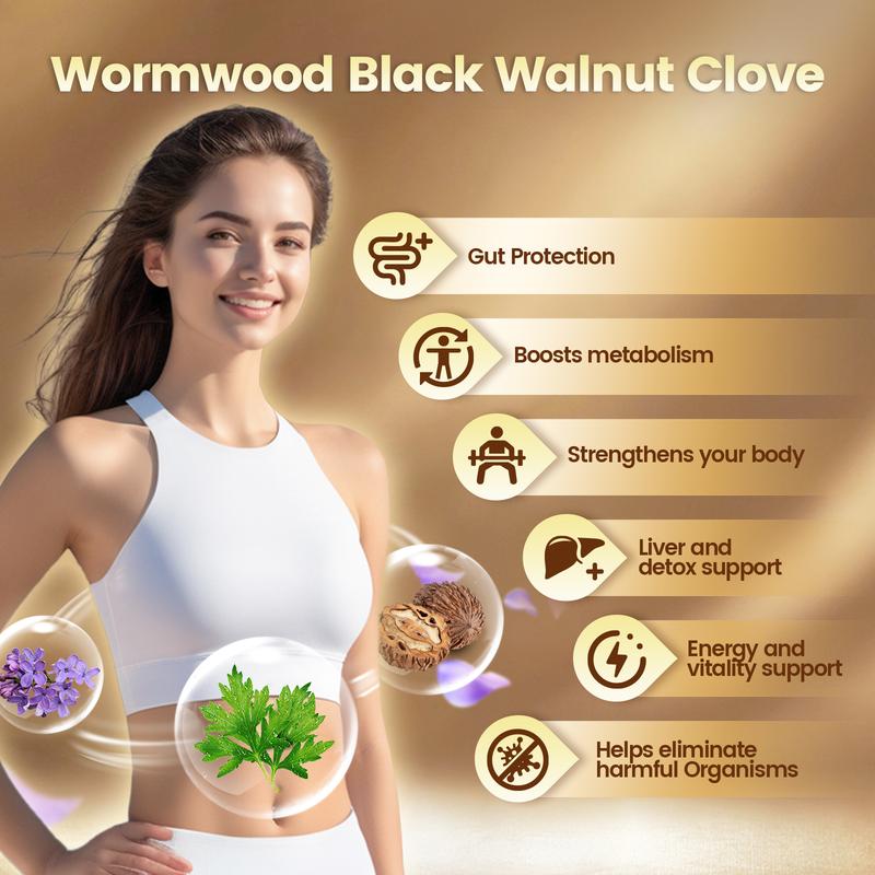 VIVONU Wormwood Black Walnut Cloves Capsules - Boost Metabolism & Enhance Energy