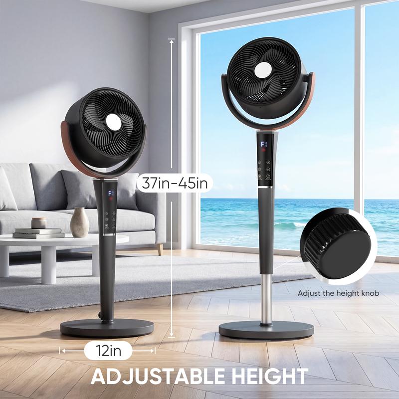 Bedroom Pedestal Fan, 5 Mode Quiet 20dB DC Air Circulator