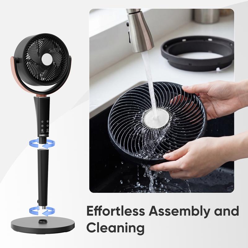 Bedroom Pedestal Fan, 5 Mode Quiet 20dB DC Air Circulator