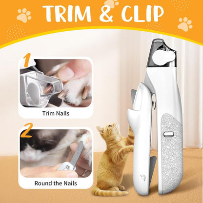 2 IN 1 Pet Nail Clipper, with LED Light for safety