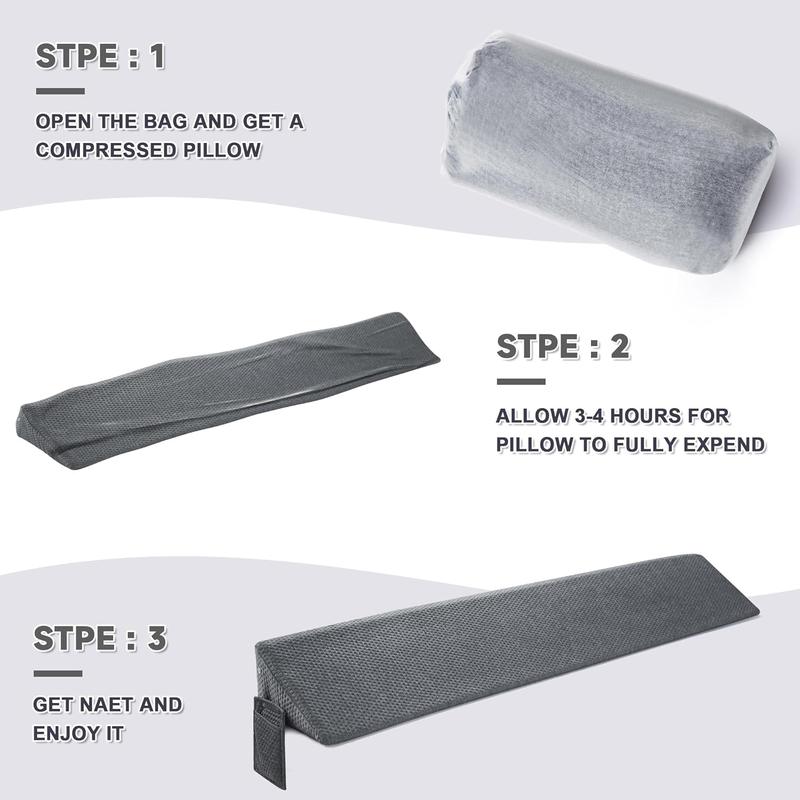 Bed Gap Filler Wedge Pillow for Headboard Gap, High-Density Memory Foam with Breathable CoverBed, Mattress Gap Filler(0-8\"), Bed Wedge for Gap Between Your Headboard and Mattress Dark Grey, Anti-Slip Design Prevents Pillow From Falling Off