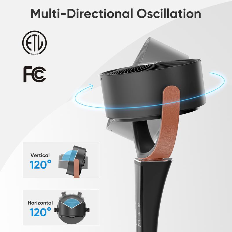 Bedroom Pedestal Fan, 5 Mode Quiet 20dB DC Air Circulator